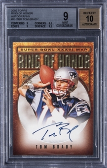 2002 Topps "Ring Of Honor Autographs” #RHTBR Tom Brady Signed Card - BGS MINT 9/BGS 10
